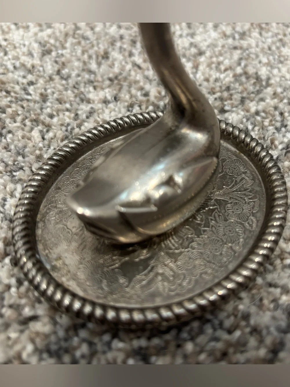 Vintage 1970s Silver-Plated Swan Ring Holder Jewelry Dish Vanity Decor